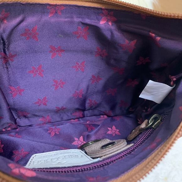 ANUSCHKA Colorful Small Hand Painted Leather "FEATHERS" Zip Top Organizer XBody - Picture 11 of 16